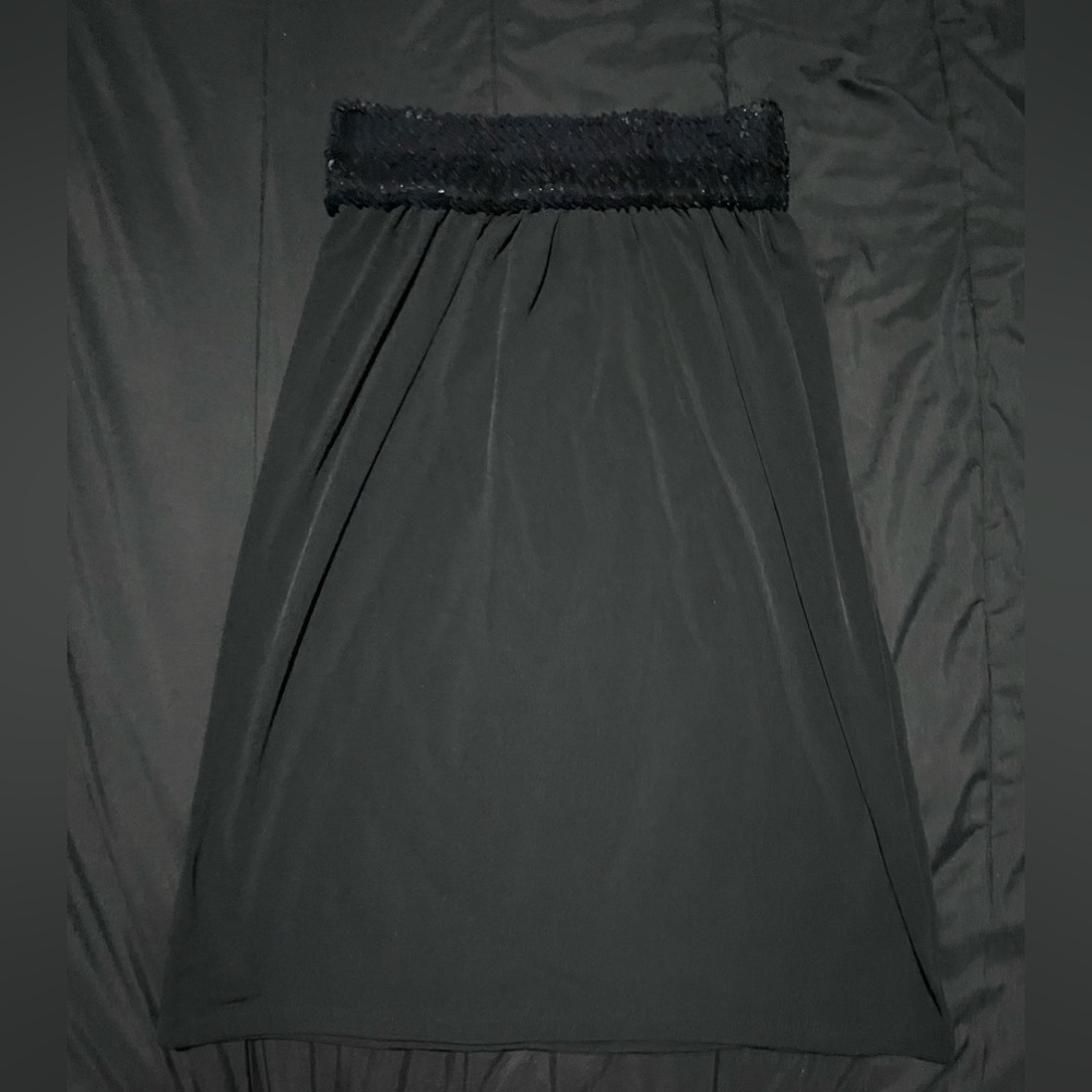90s y2k black sparkly glittery midi skirt